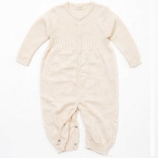 【ナチュラル】クローバー柄 2WAYオール CO-Ｗ42【7営業日程度で発送】| ベビー ベビー服 赤ちゃん 新生児～ 1歳前後 服 ツーウェイオール スナップ留め ドレス型 パンツ オーガニック 綿 日本製